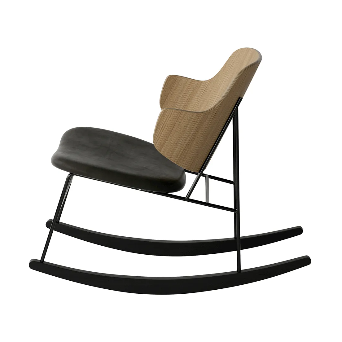 The Penguin gyngestol polstret sete, Dakar 0842-eikefinér-svart stål Audo Copenhagen