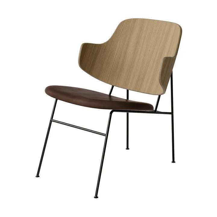 The Penguin loungestol polstret sete - Dakar 0329-eikefinér-svart stål - Audo Copenhagen