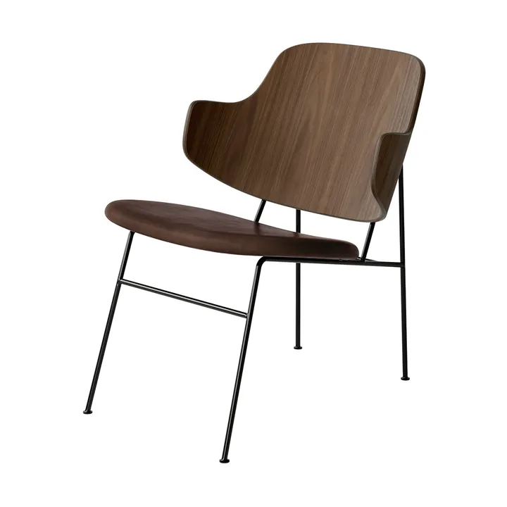 The Penguin loungestol polstret sete - Dakar 0329-valnøttfinér-svart stål - Audo Copenhagen