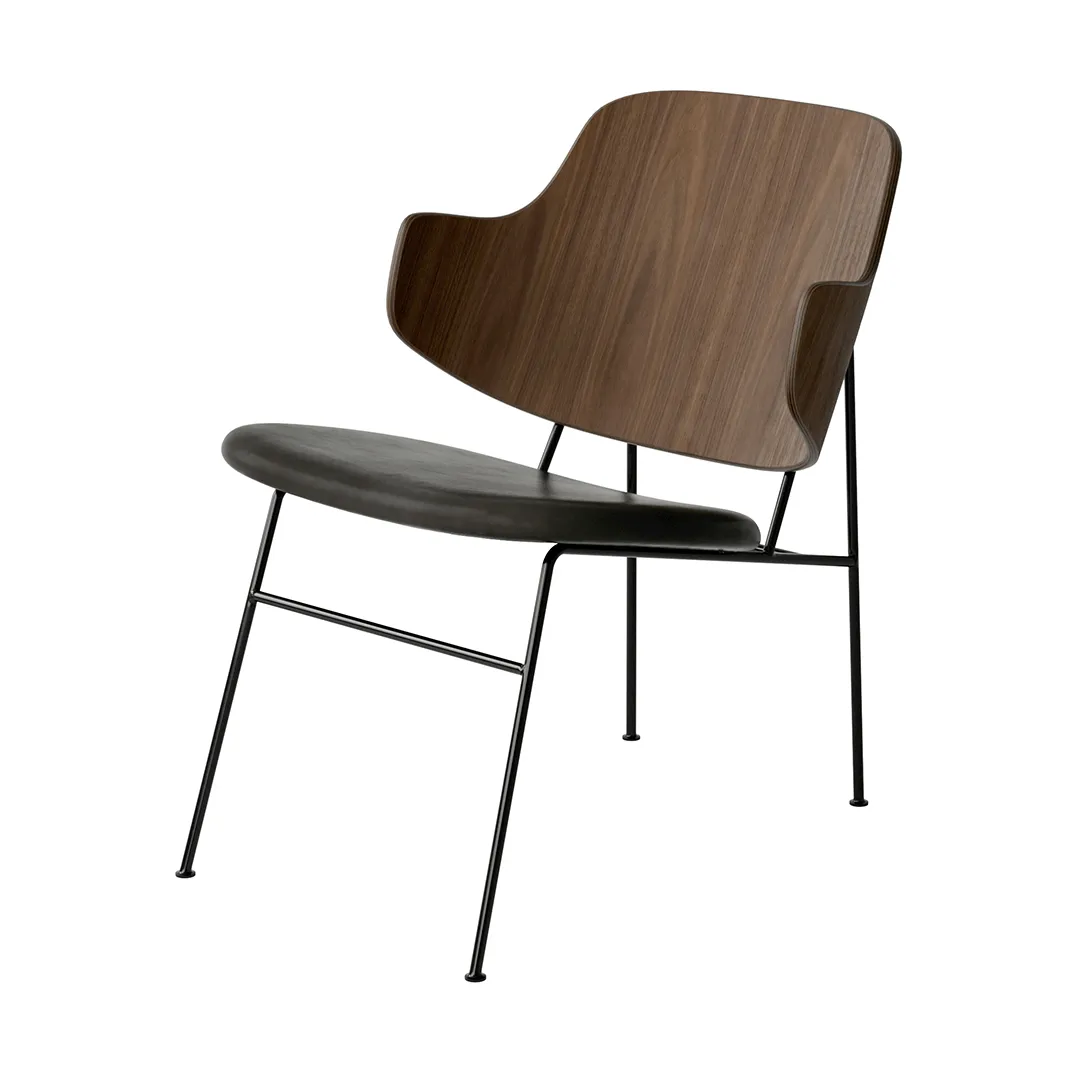 The Penguin loungestol polstret sete, Dakar 0842-valnøttfinér-svart stål Audo Copenhagen