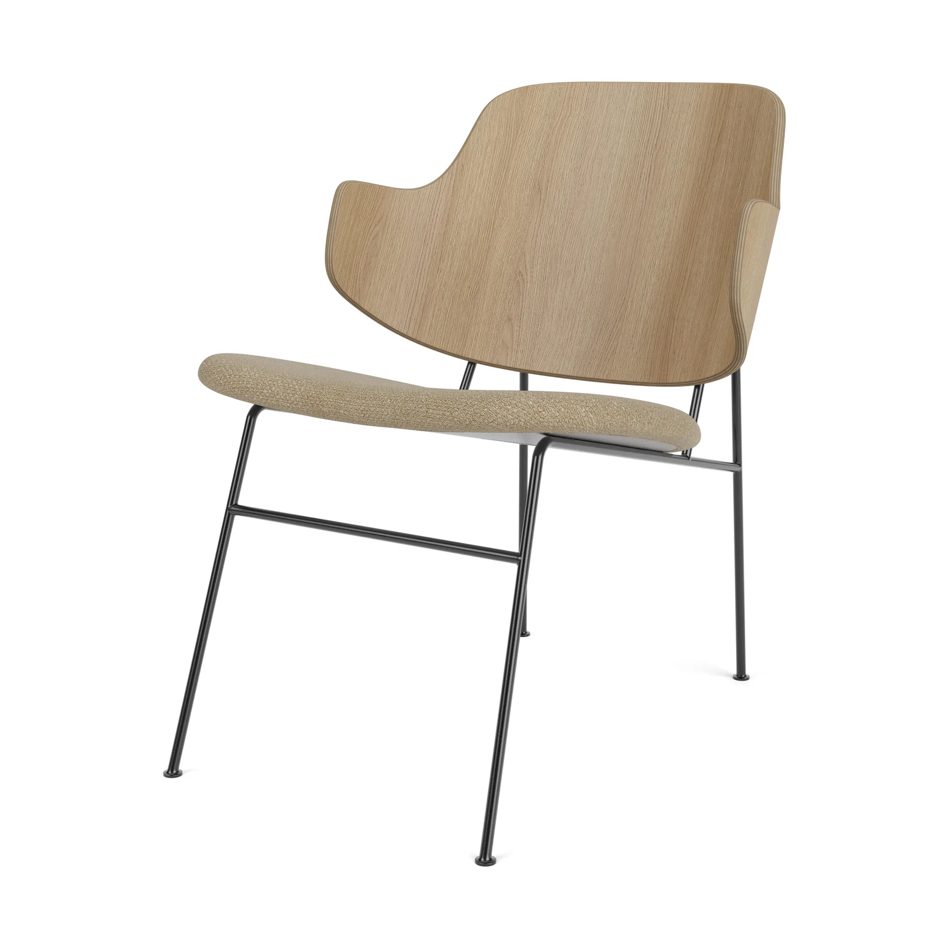 The Penguin loungestol polstret sete, Natural oak-Audo Bouclé 02 Audo Copenhagen