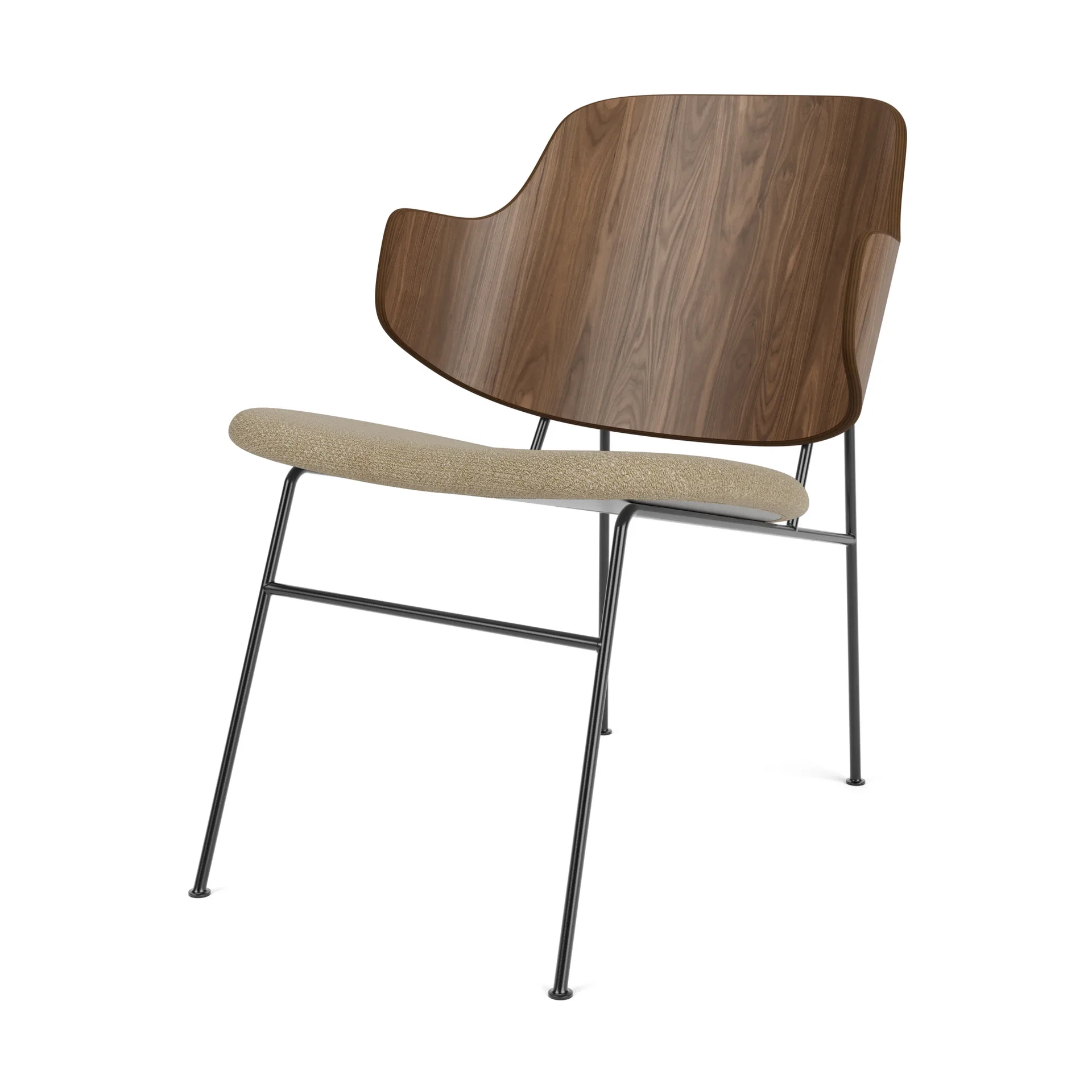 The Penguin loungestol polstret sete, Walnut-Audo Bouclé 02 Audo Copenhagen