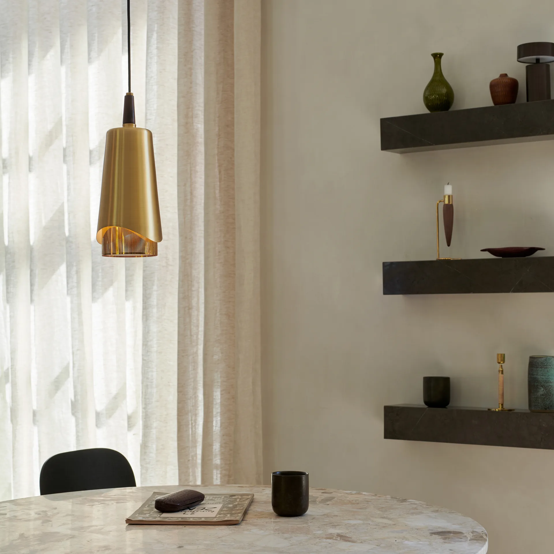 Umanoff pendel, Polert messing-valnøtt Audo Copenhagen