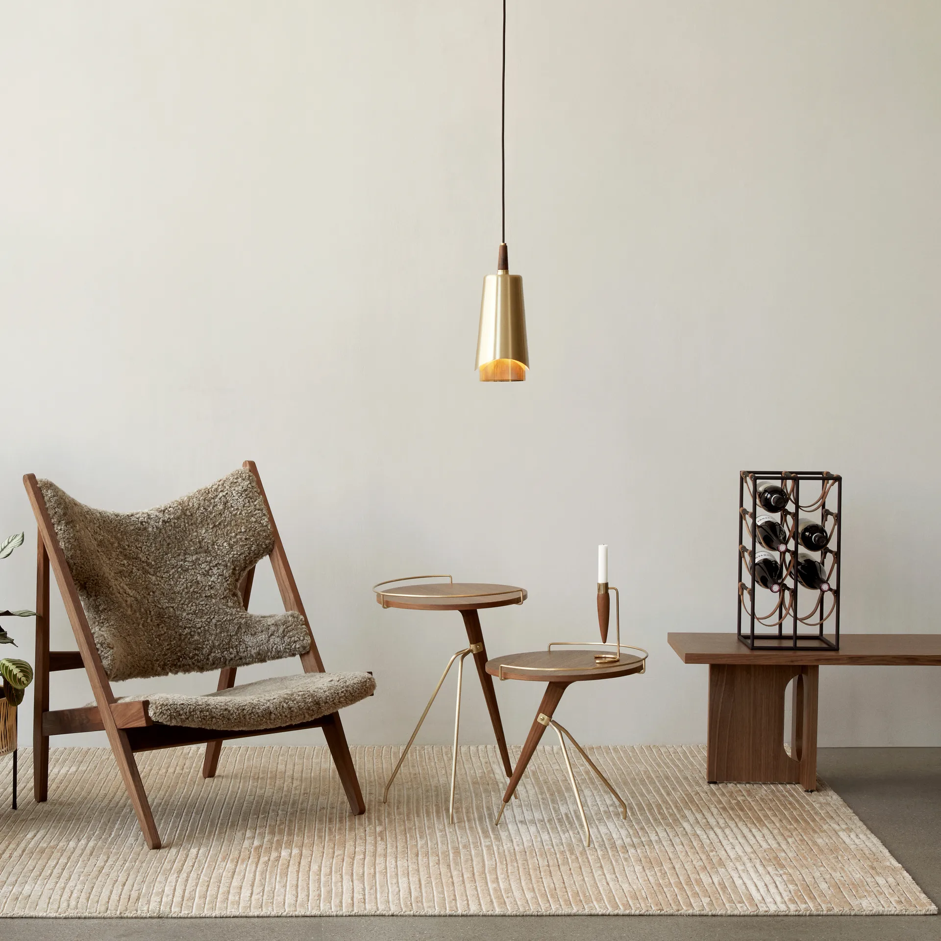 Umanoff pendel, Polert messing-valnøtt Audo Copenhagen