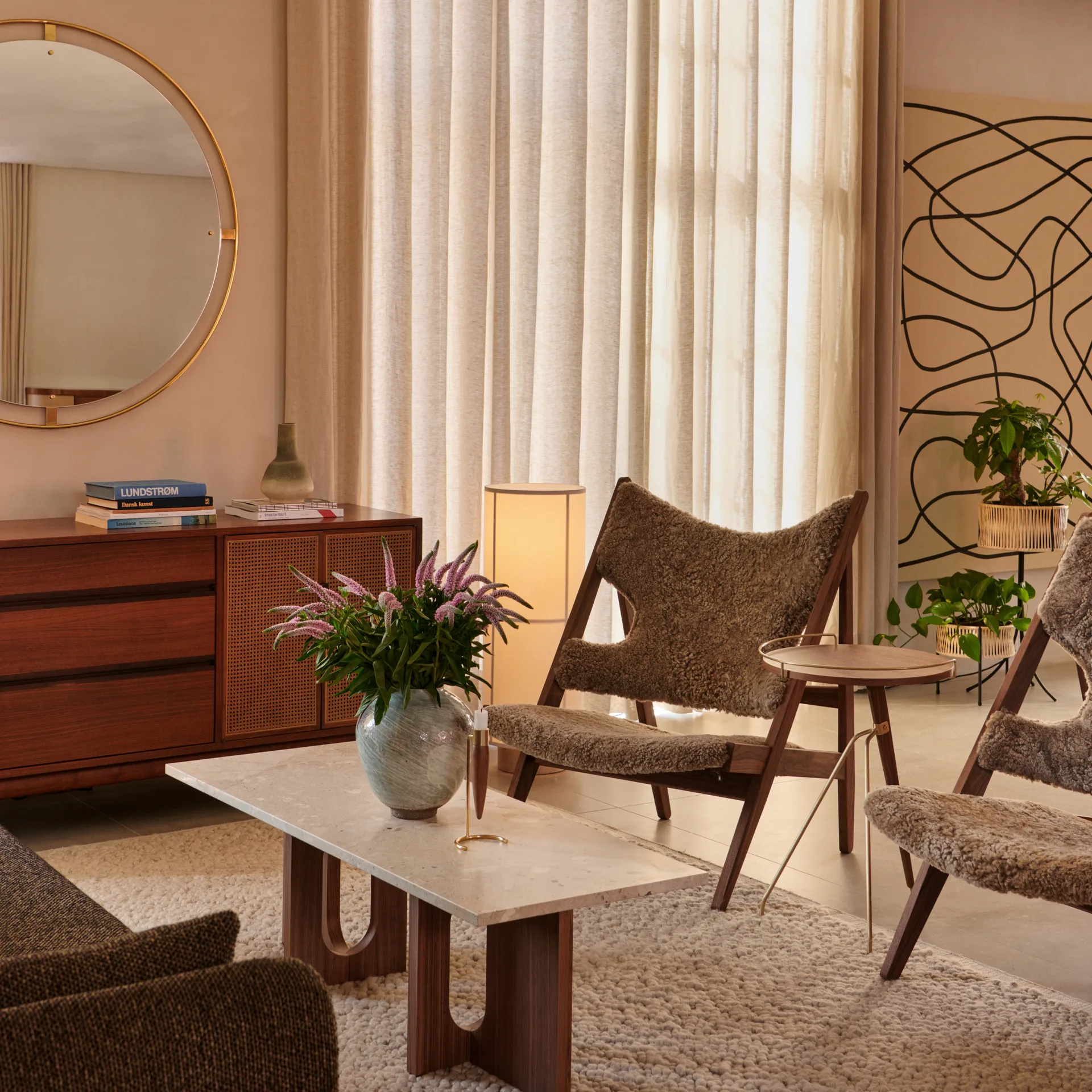 Umanoff sidebord valnøtt-polert messing, 60 cm Audo Copenhagen