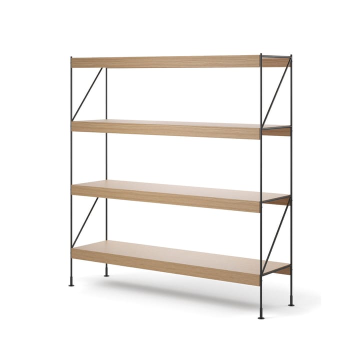 Zet hyllesystem, natural oak, 1 x 4, black steel base Audo Copenhagen