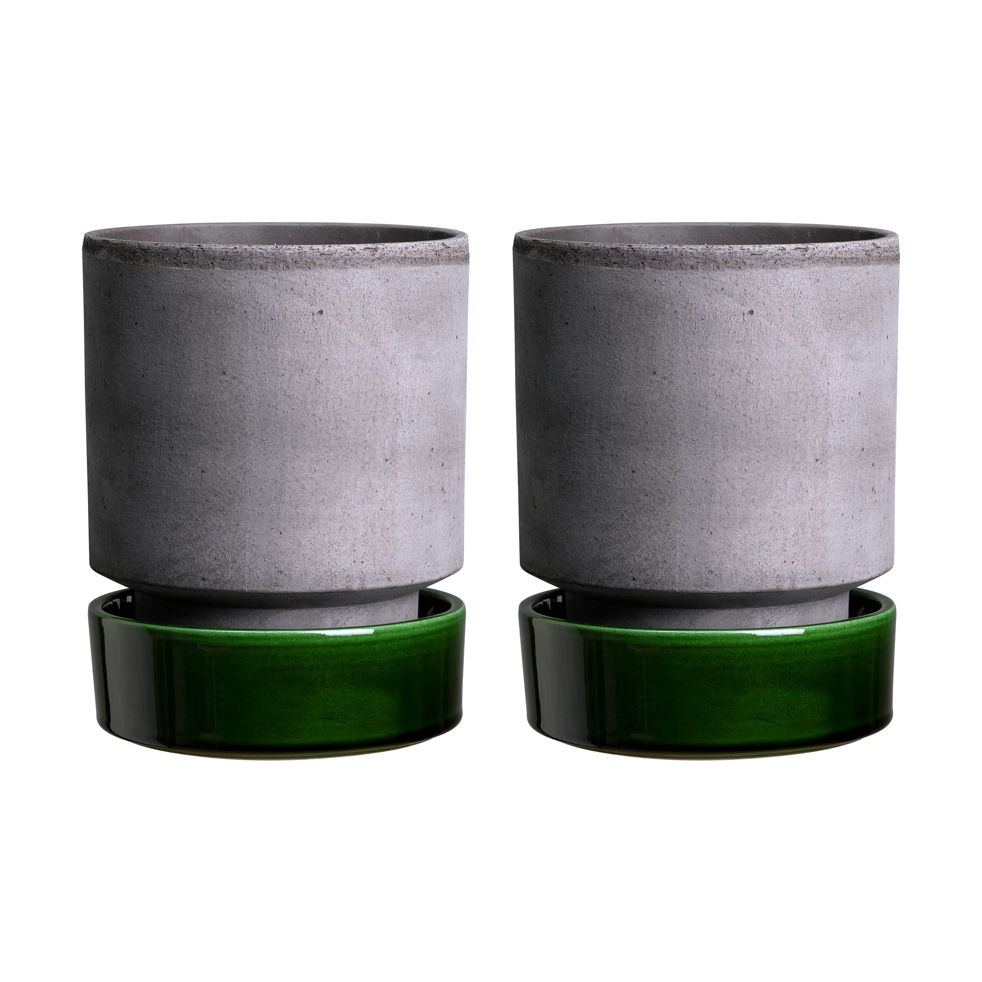 Hoff potte 2-pakning, Ø8 cm, Raw Grey-Emerald Green Bergs Potter