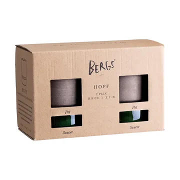 Hoff potte 2-pakning - Ø8 cm, Raw Grey-Emerald Green - Bergs Potter