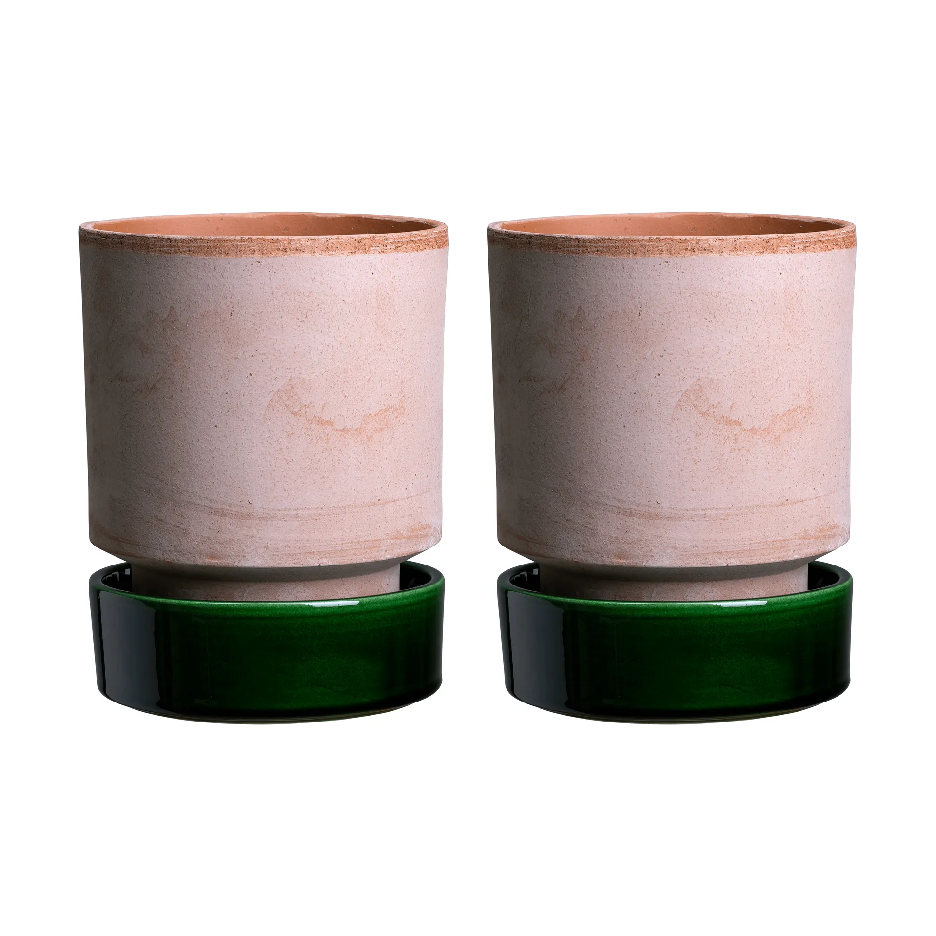 Hoff potte 2-pakning, Ø8 cm, Raw Rosa-Emerald Green Bergs Potter