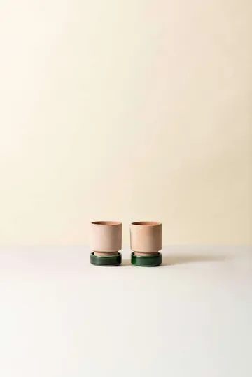 Hoff potte 2-pakning - Ø8 cm, Raw Rosa-Emerald Green - Bergs Potter