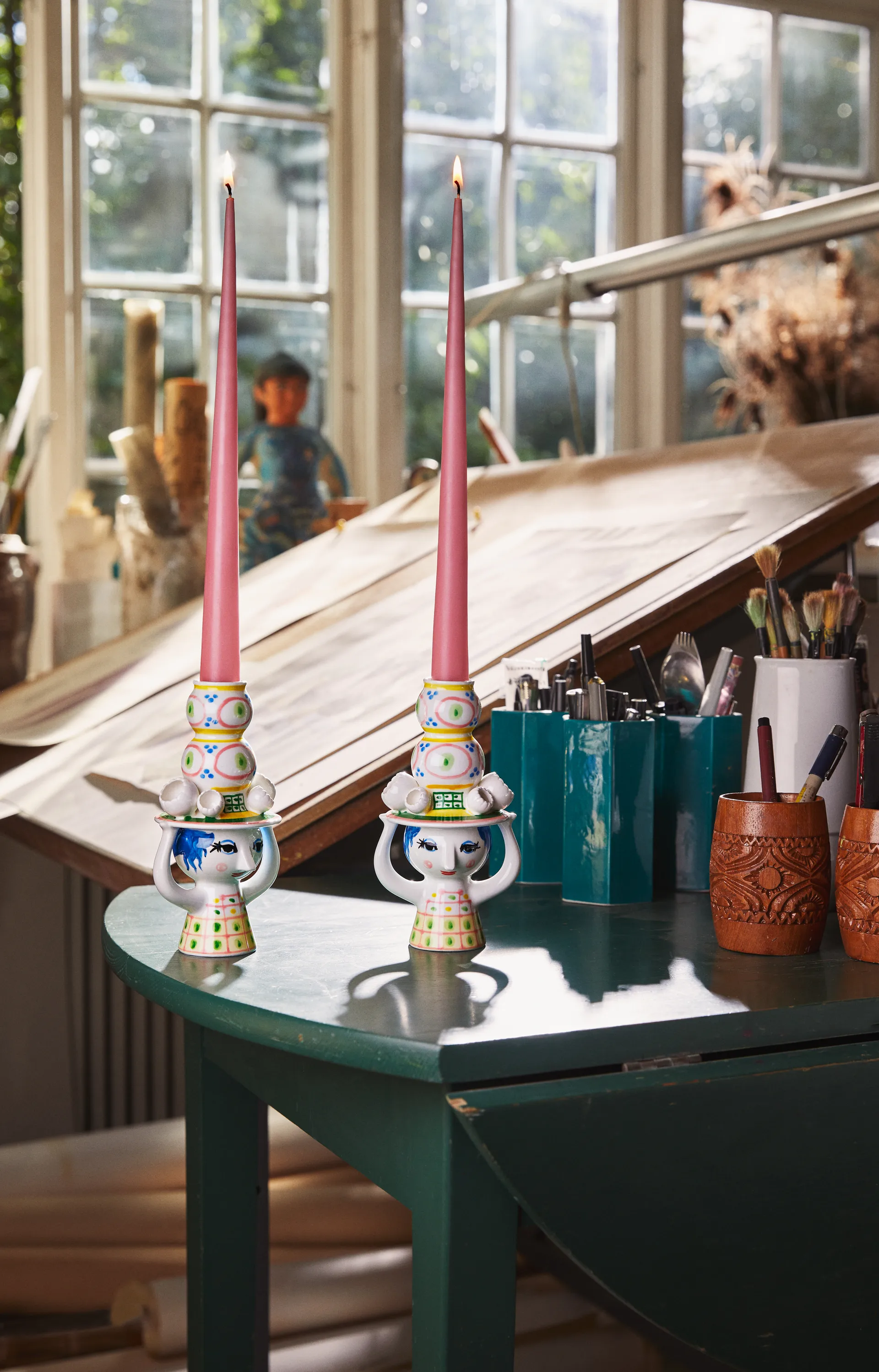 Lady with hat vase H16 cm, Rosa Bjørn Wiinblad