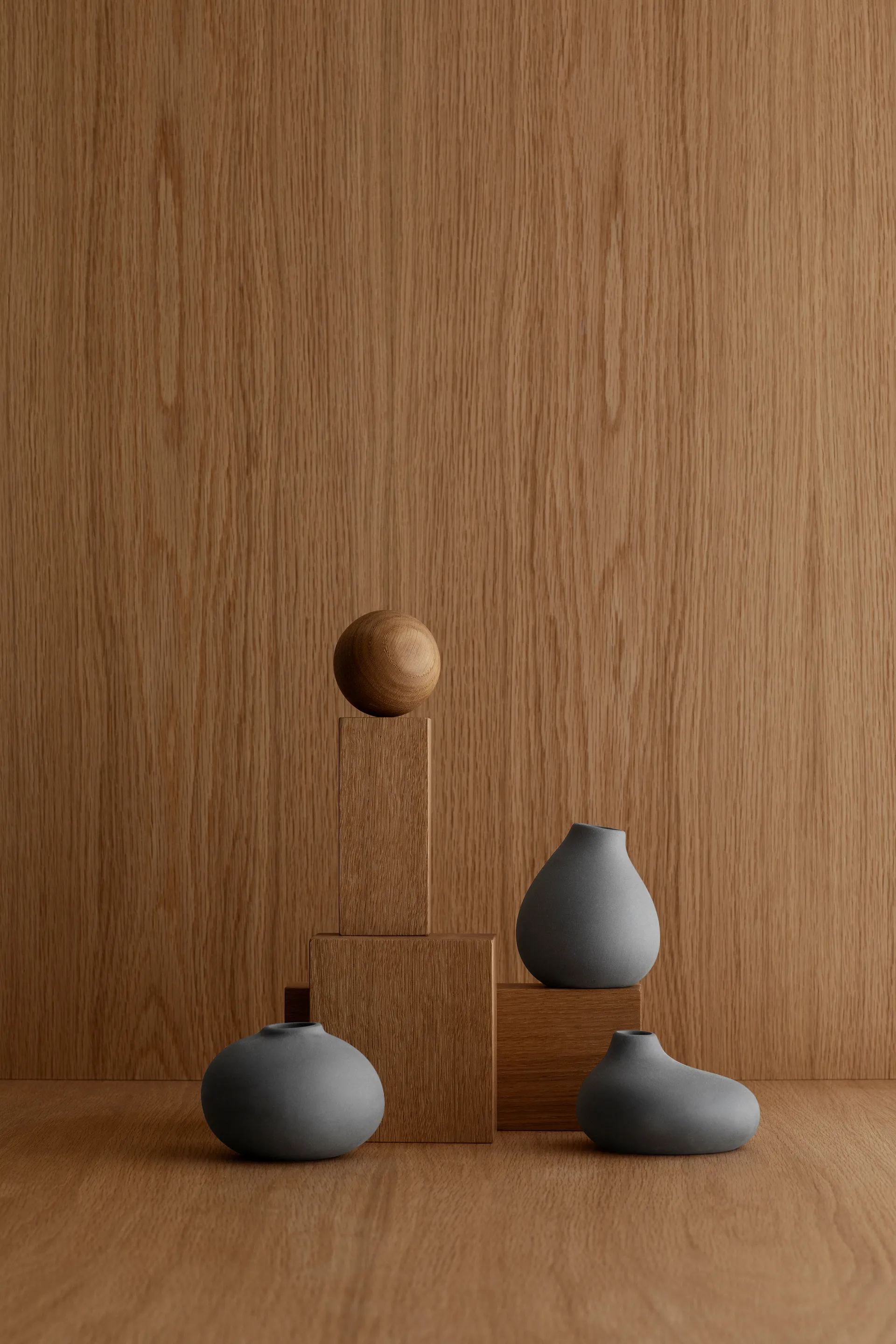 Nona vase 3-pakning, Pewter blomus