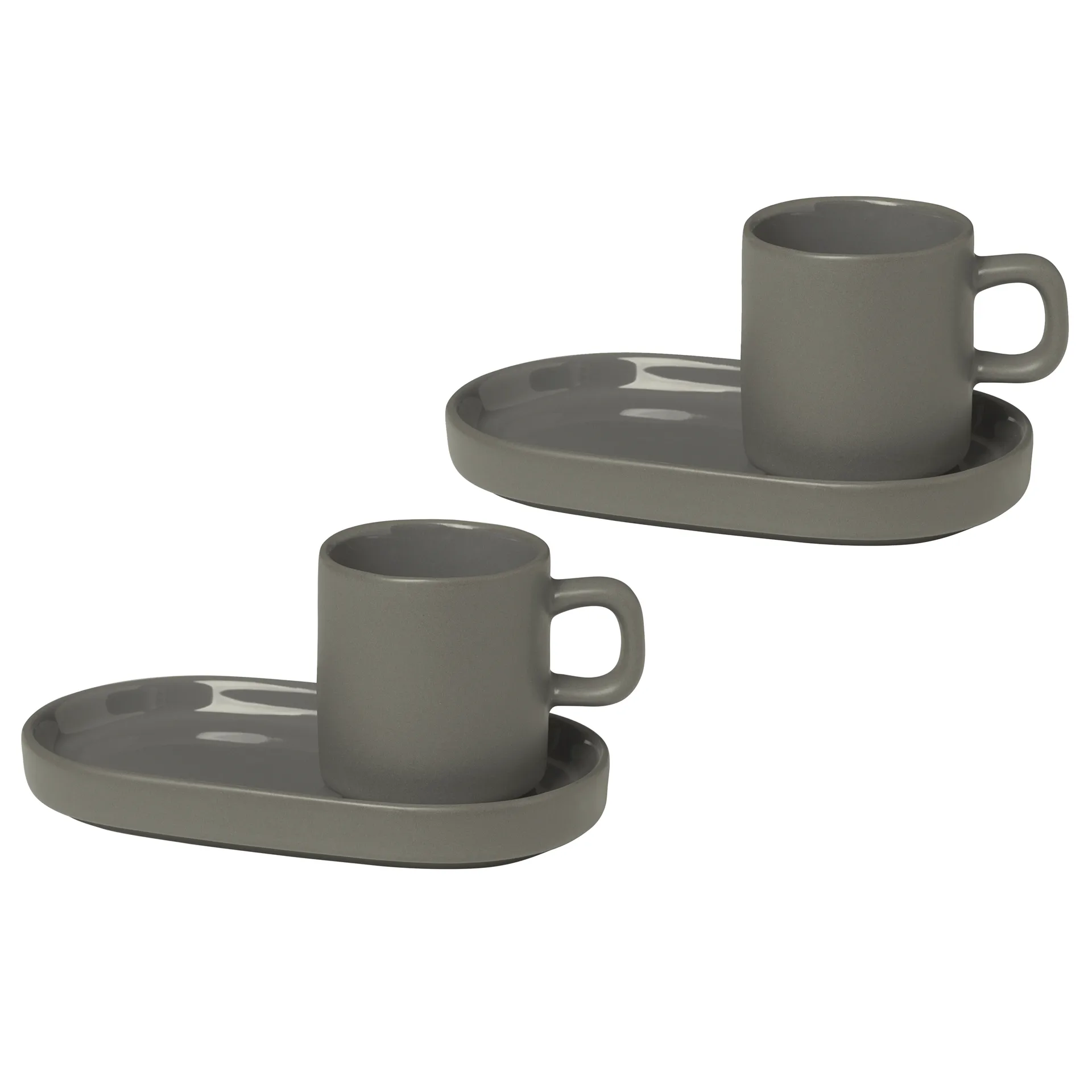 Pilar espressokopp med fat 2-stk., Pewter blomus