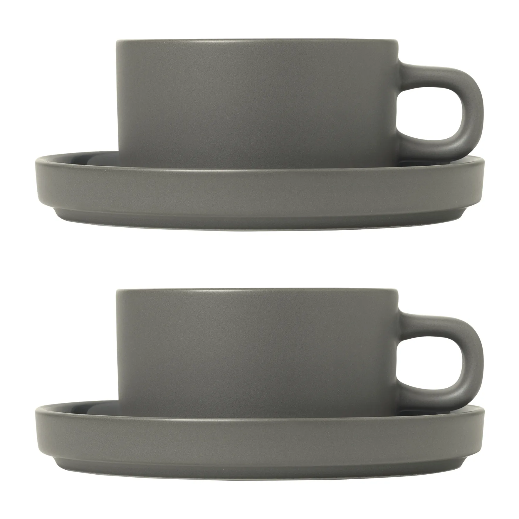 Pilar tekopp med fat 2-stk., Pewter blomus