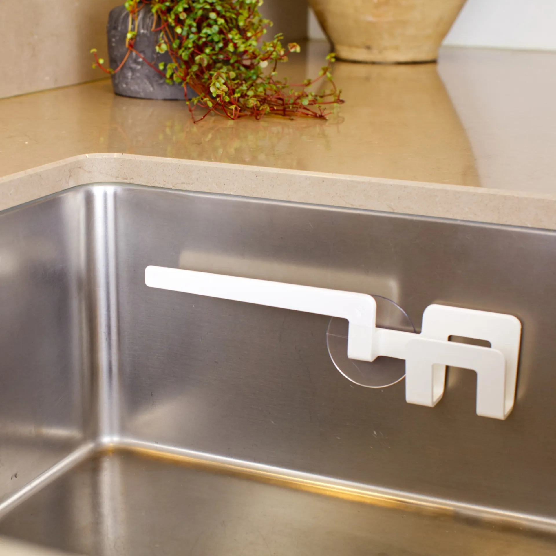 Holder for oppvaskklut og oppvasksvamp sugekopp, Hvit Bosign