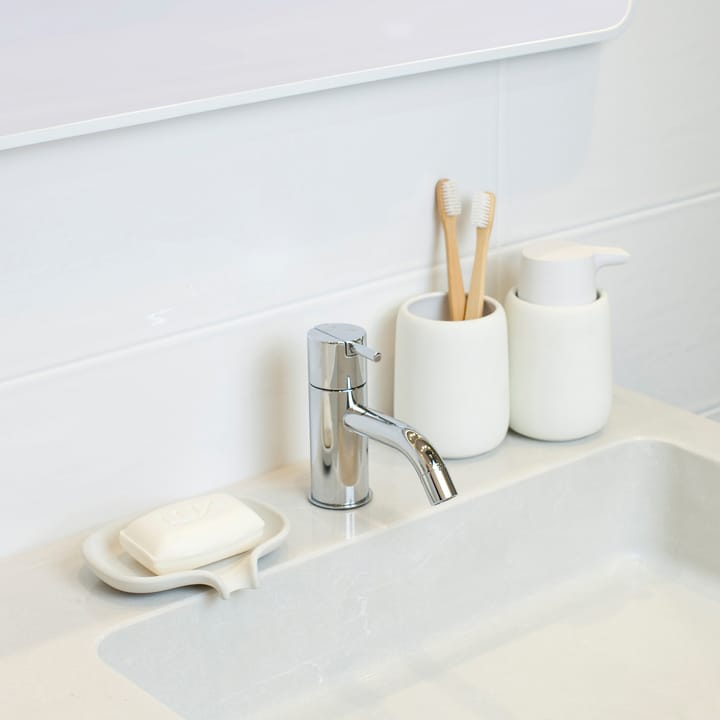 Soap Saver Flow såpefat med dreneringsrør betong, Hvit Bosign