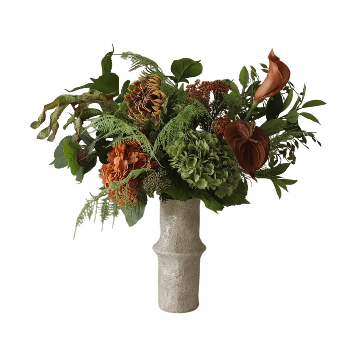 Cedar Grove kunstig bukett - Hortensia-halvkaktusdahlia-kalla, 90 cm, 14 stk - Botané