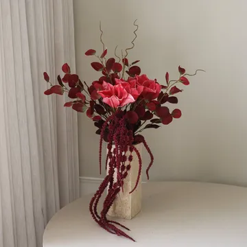 Deep bloom kunstig bukett - Amaryllis, eukalyptus, amarant, greiner, 120 cm - Botané