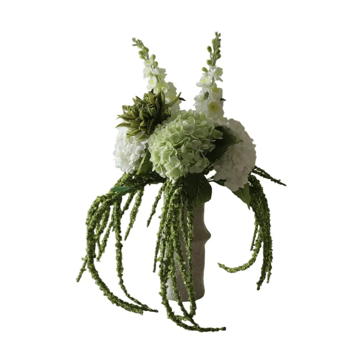 Enchanted Matcha kunstig bukett - Ridderspore-amarant-hortensia-kaktus, 9 stk - Botané