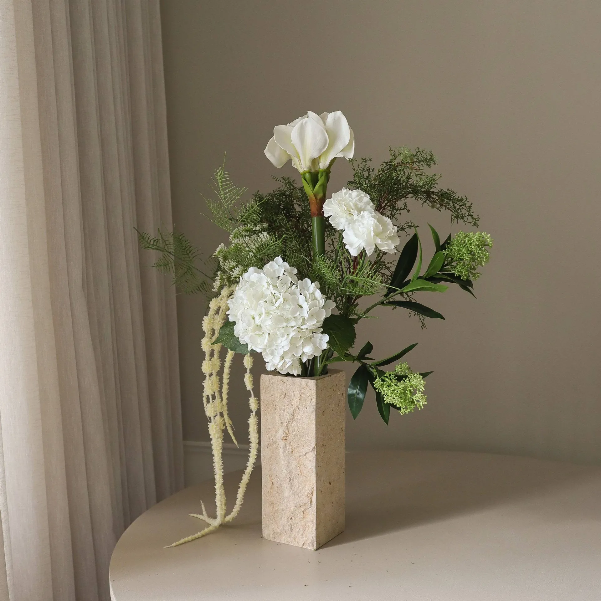 Frosted garden kunstig bukett, Amaryllis, hortensia, nellik, amarant, 90 cm Botané