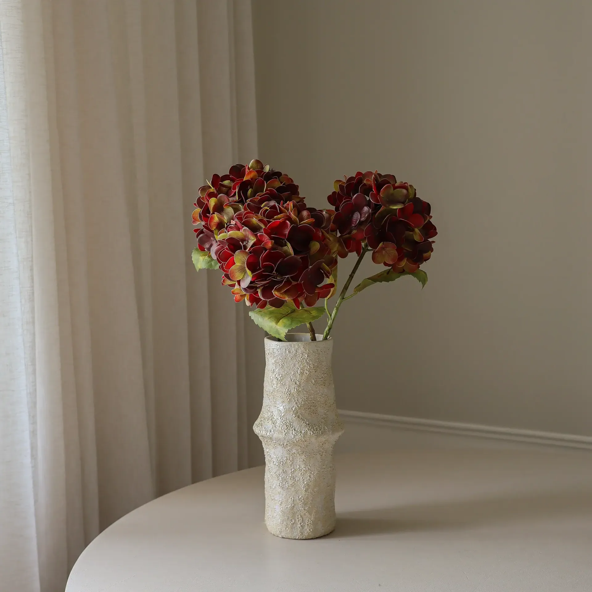 Hortensia kunstig blomst, Dyp burgunder, 60 cm, 1 stk Botané