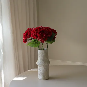 Hortensia kunstig blomst - Rød, 51 cm, 1 stk - Botané