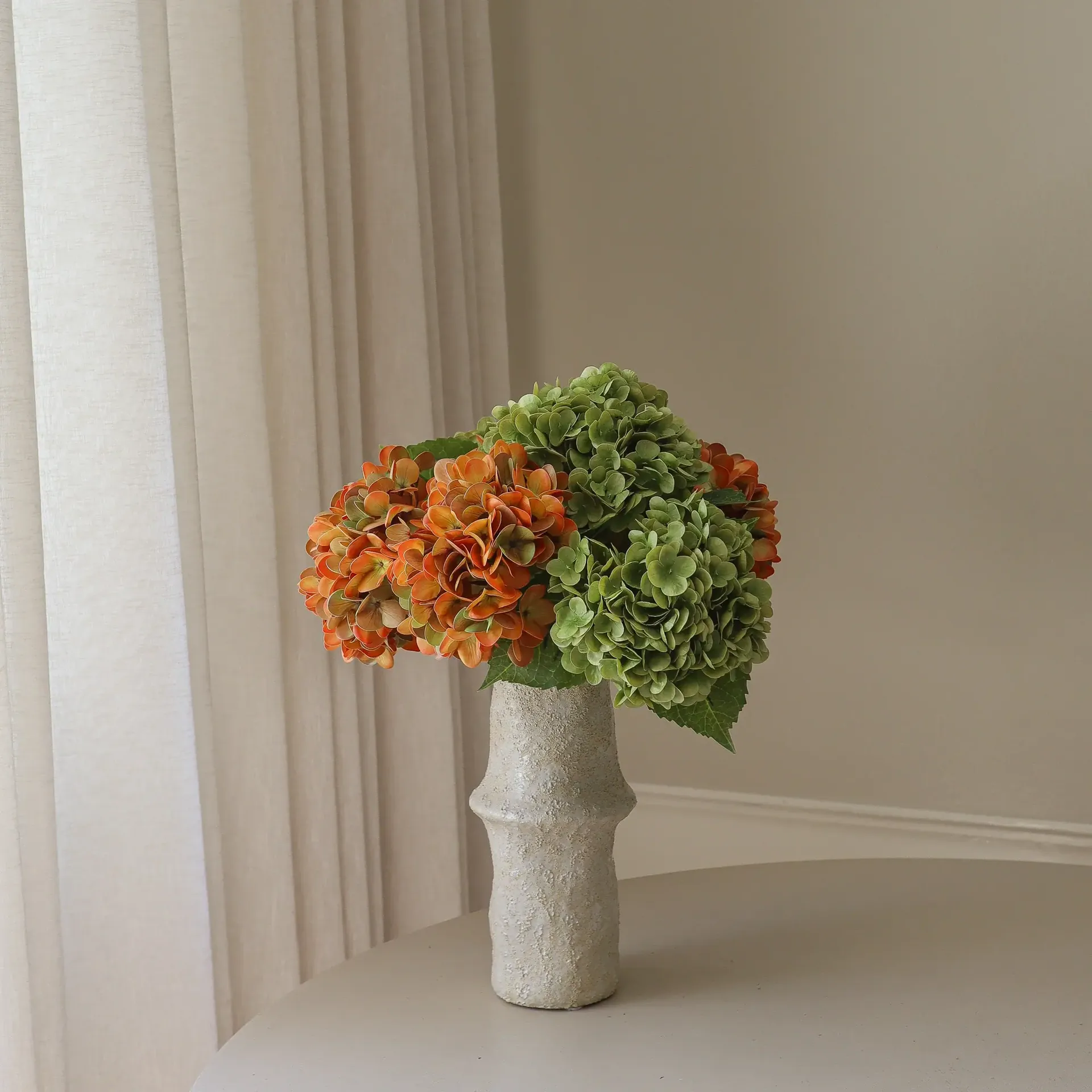 Hortensia kunstig bukett, Copper, 60 cm, 7 stk Botané