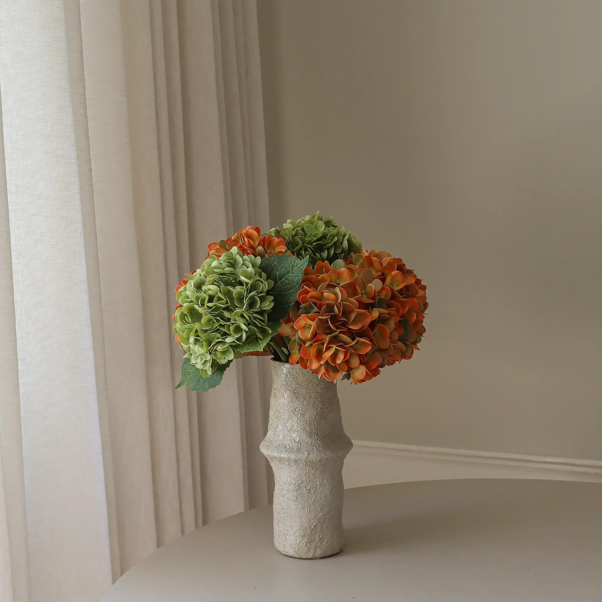 Hortensia kunstig bukett, Copper, 60 cm, 7 stk Botané