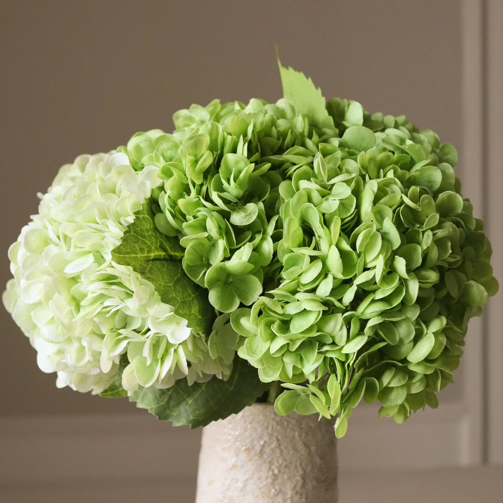 Hortensia kunstig bukett, Grønn, 7 stk Botané
