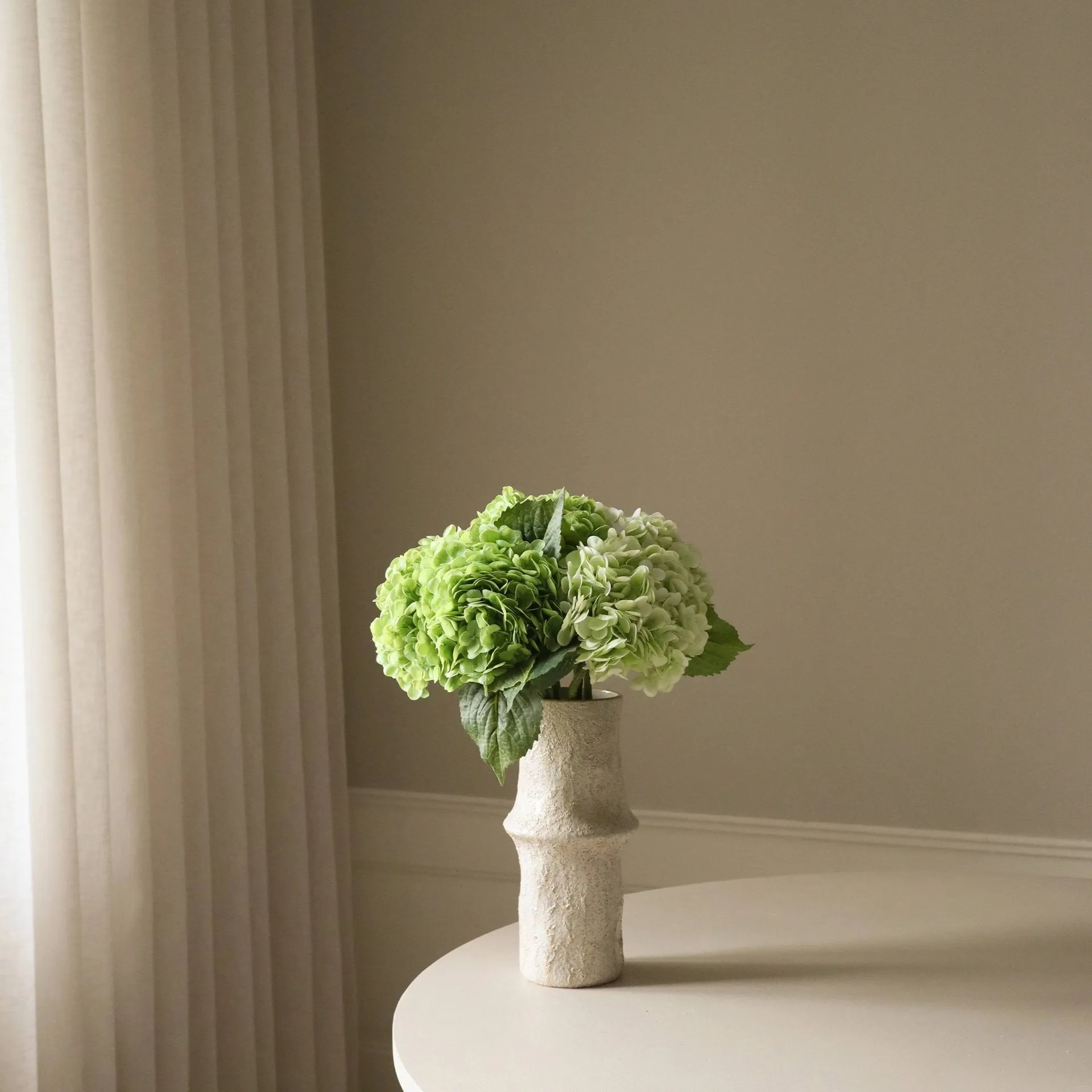 Hortensia kunstig bukett, Grønn, 7 stk Botané