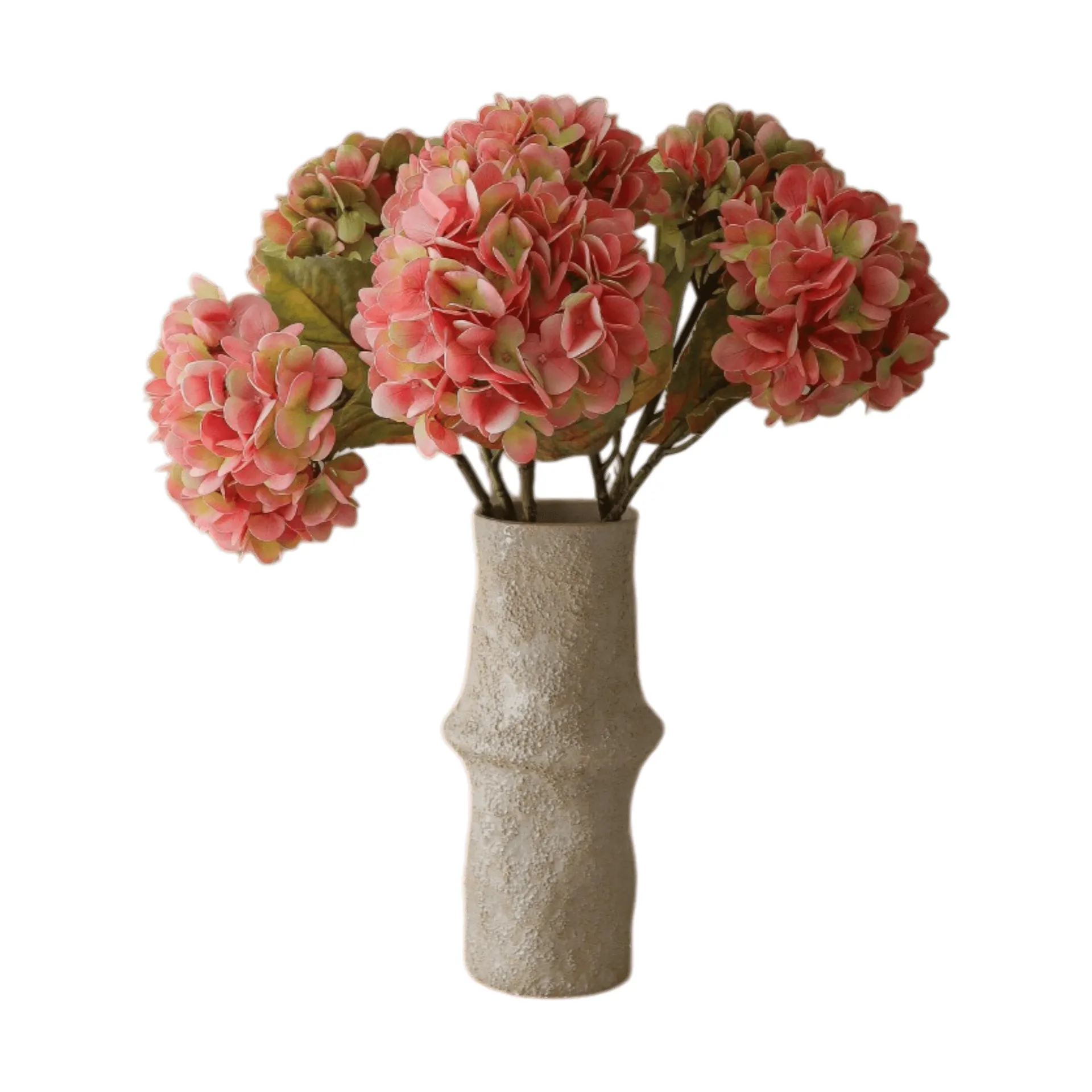 Hortensia kunstig bukett, Soft pink, 60 cm, 5 stk Botané