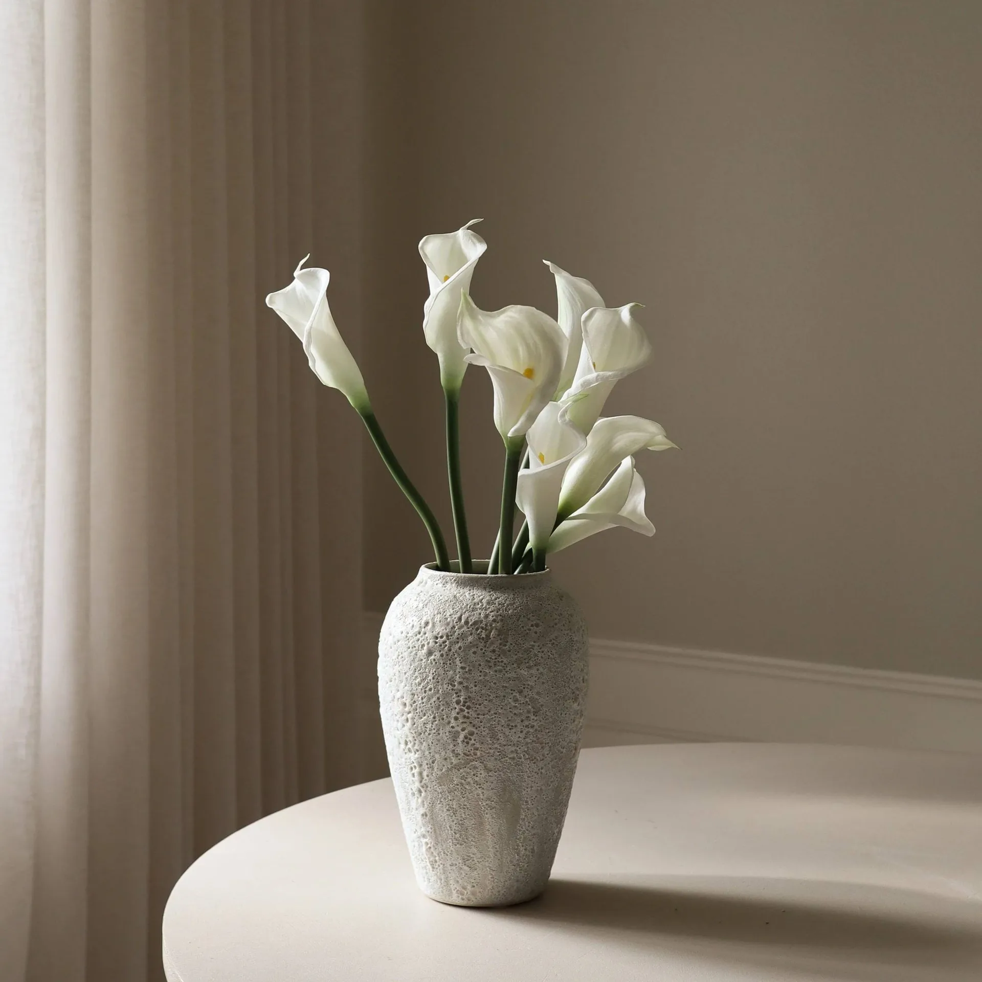 Kalla-lilje kunstig bukett, Hvit, 65 cm, 8 stk Botané