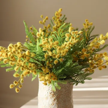 Mimosa kunstig bukett - Mini, gul 10 stk - Botané