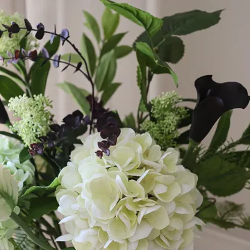 Moonlit Garden kunstig bukett - Hortensia-papegøyetulipan-kalla, 106 cm, 17 stk - Botané