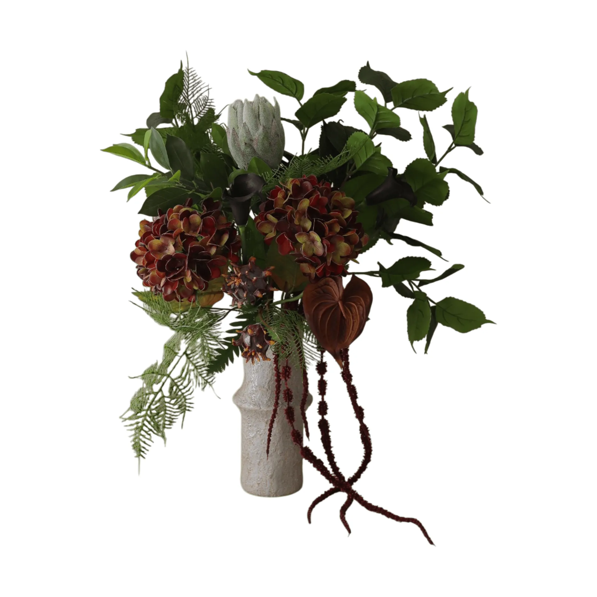 Noir Botanica kunstig bukett, Hortensia-kalla-anthurium 112 cm, 15 stk Botané