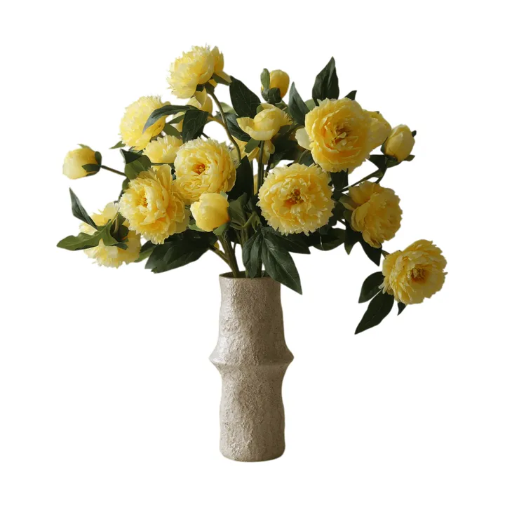 Peoner kunstig bukett - Large, gul 7 stk - Botané