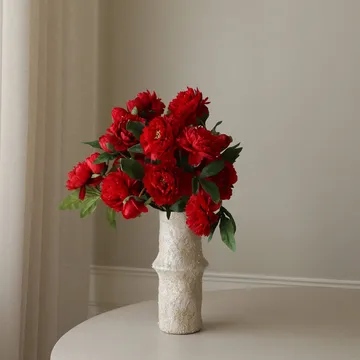 Peoner kunstig bukett - Large, rød 7 stk - Botané