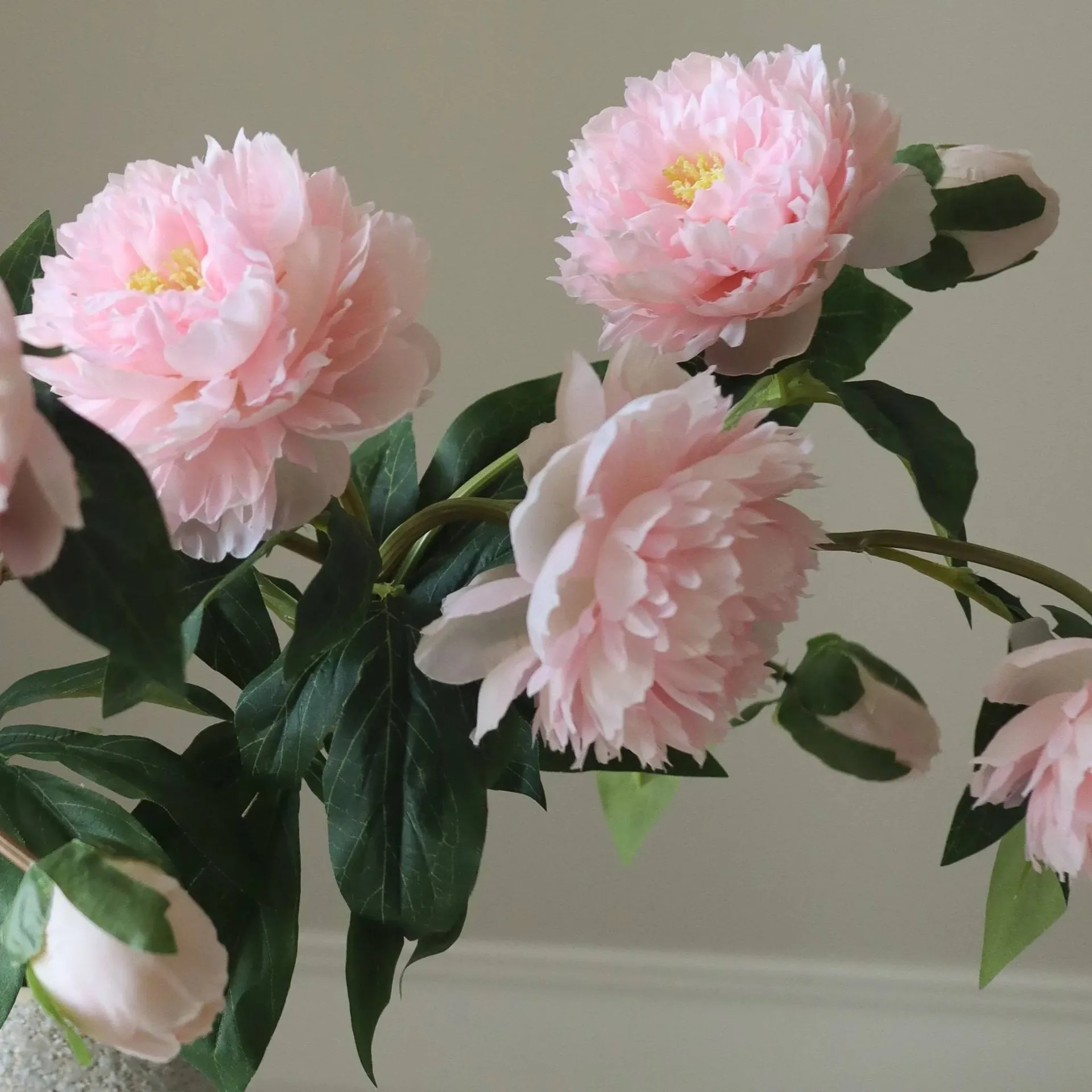Peoner kunstig bukett, Medium, rosa 5 stk Botané