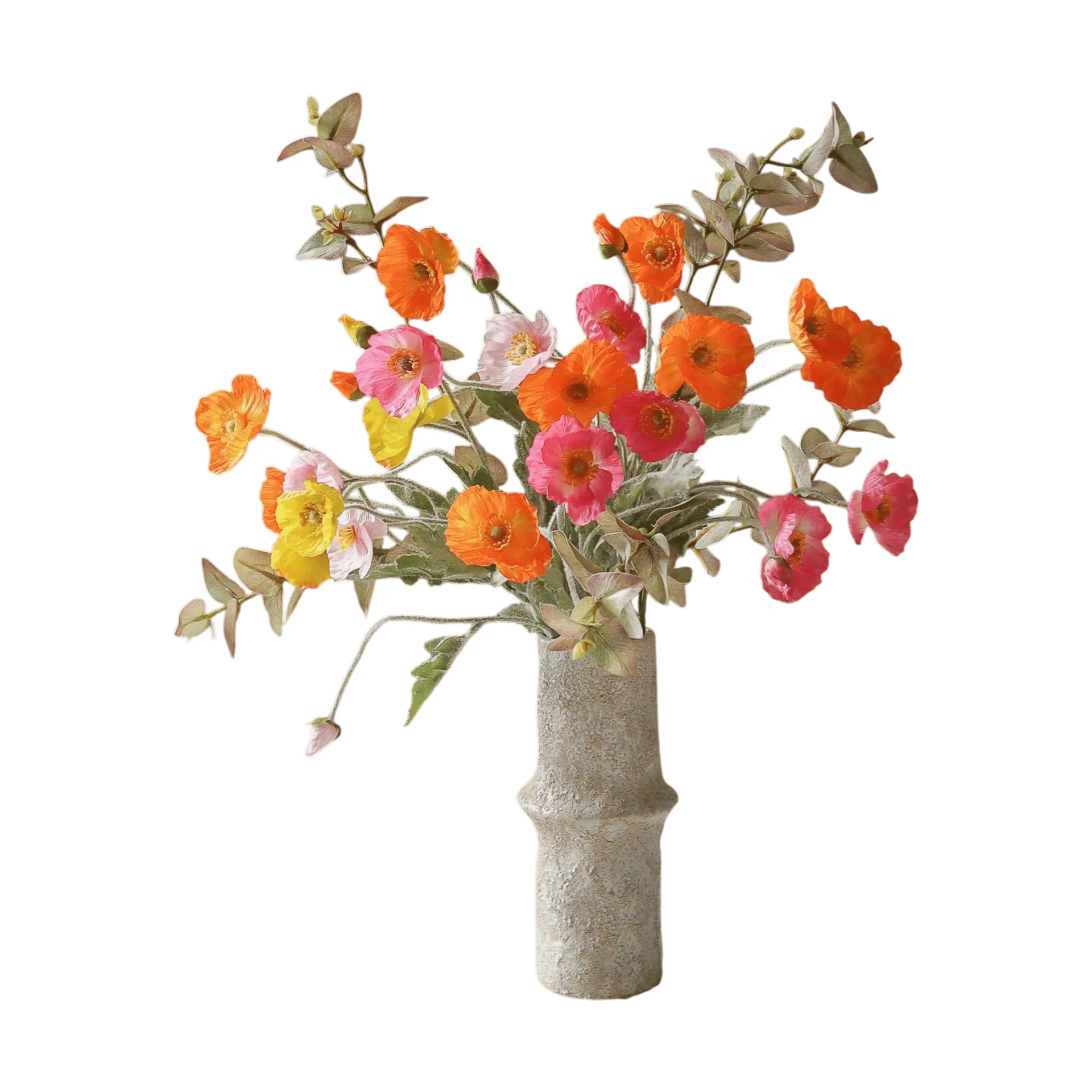 Poppy Spritz kunstig bukett, Valmue–eukalyptus 10 stk Botané