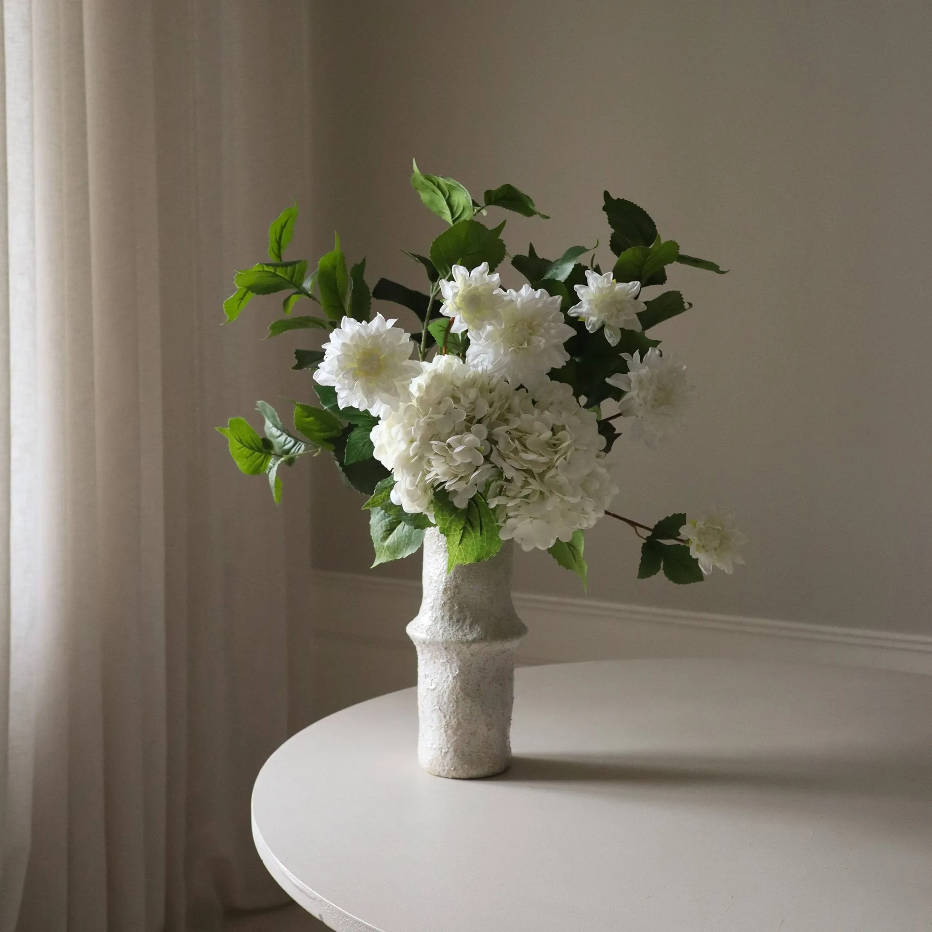 Soft Serve kunstig bukett, Hortensia-georginer, 8 stk Botané