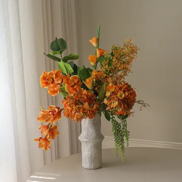 The Orangery kunstig bukett - Cymbidiumorkidé-gladiolus-hortensia, 85 cm, 10 stk - Botané