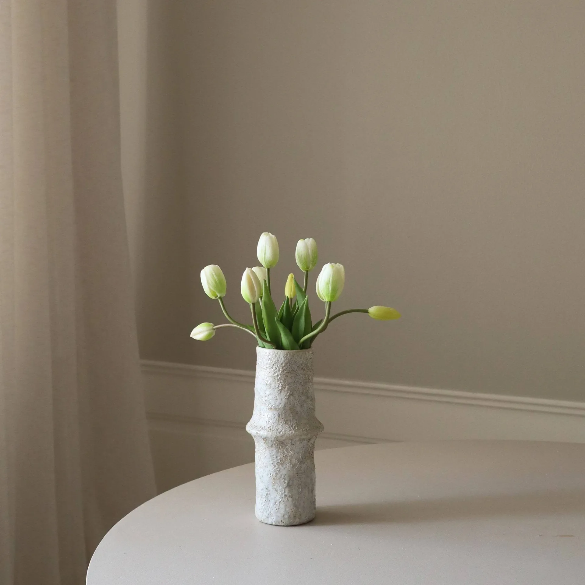 Tulipaner kunstig bukett, Hvit, 10 stk Botané
