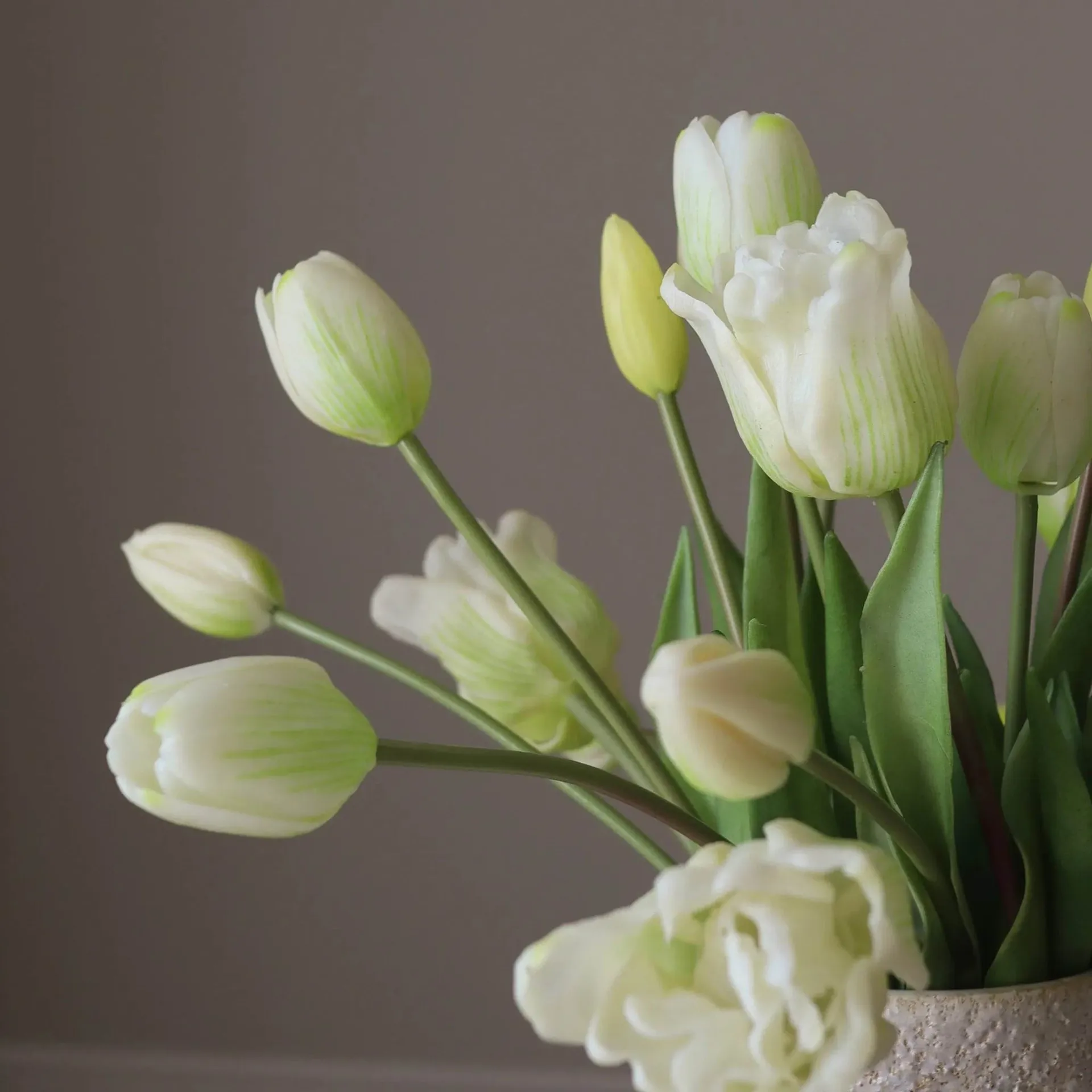 Tulipaner mixet kunstig bukett, Hvit, 20 stk Botané