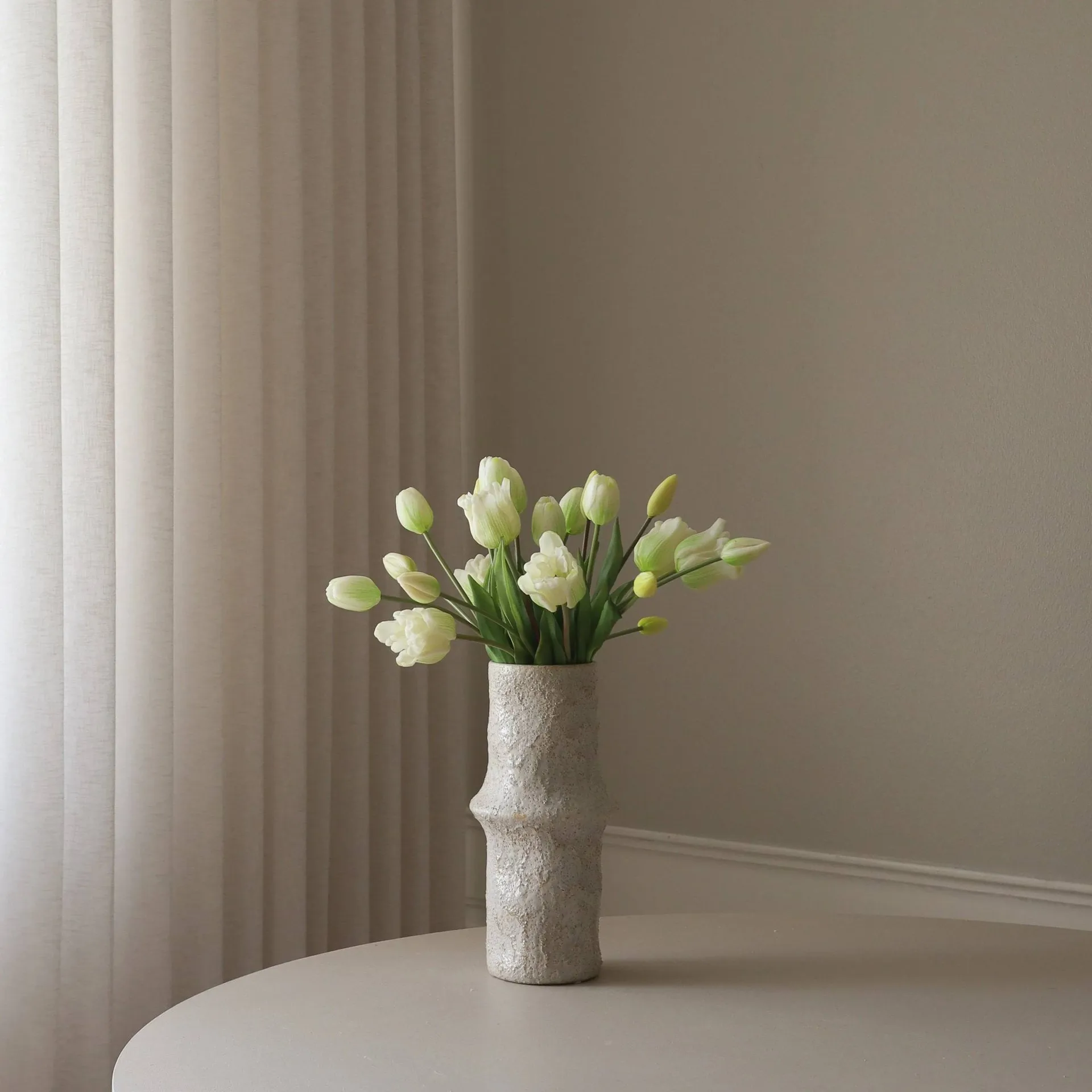 Tulipaner mixet kunstig bukett, Hvit, 20 stk Botané