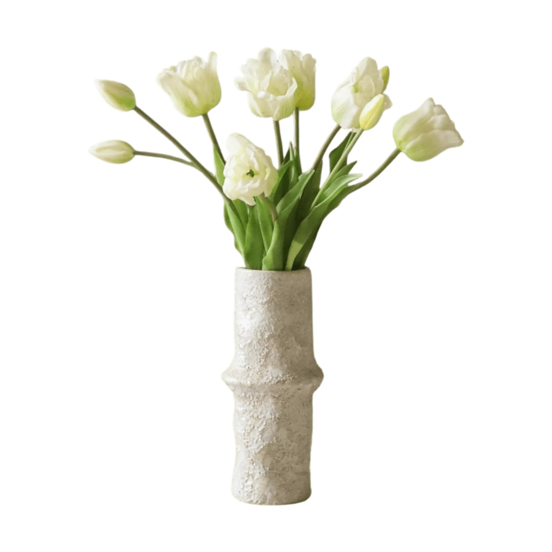 Tulipaner Triumph kunstig bukett, Hvit, 10 stk Botané
