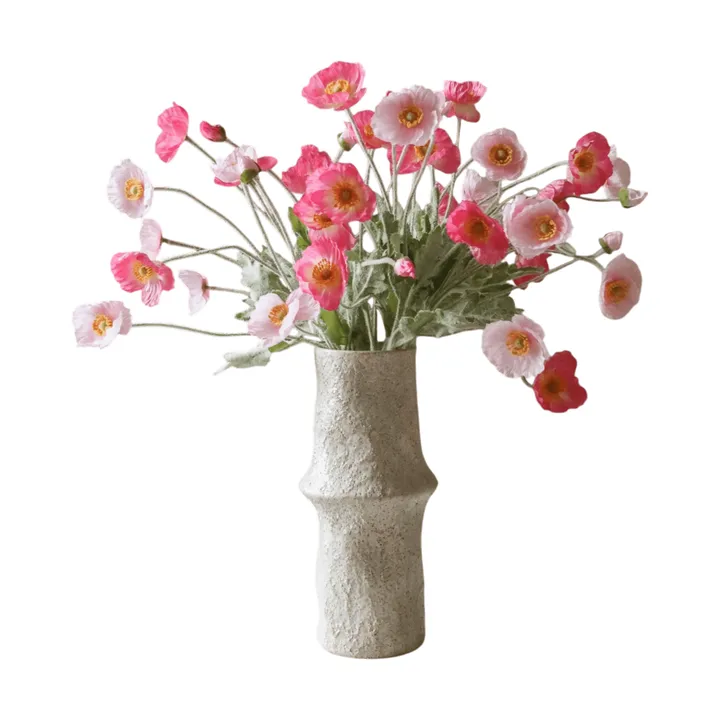 Vallmo kunstig bukett - Pink Pursuit, lys rosa-rosa, 10 stk - Botané