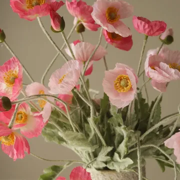 Vallmo kunstig bukett - Pink Pursuit, lys rosa-rosa, 10 stk - Botané