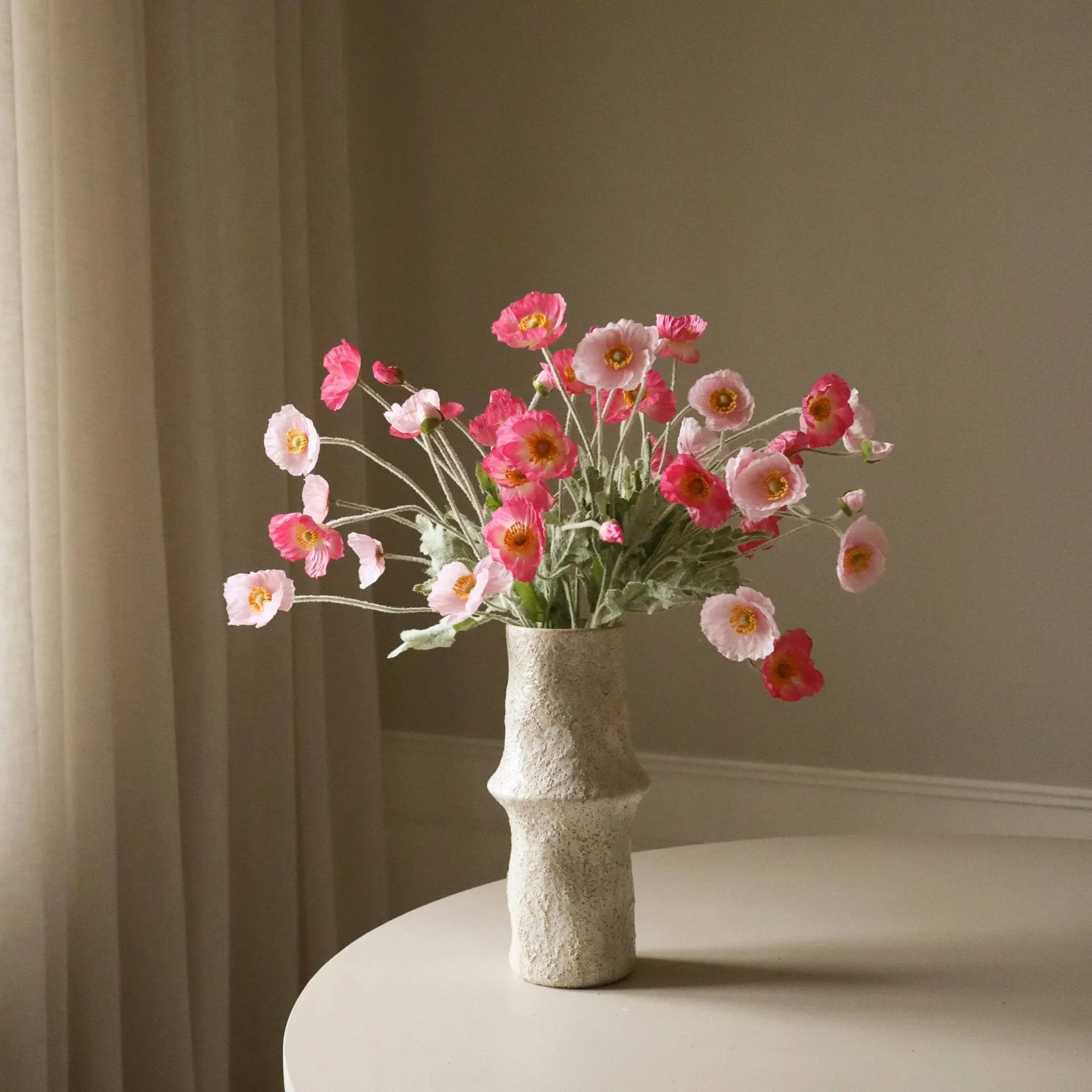 Vallmo kunstig bukett, Pink Pursuit, lys rosa-rosa, 10 stk Botané