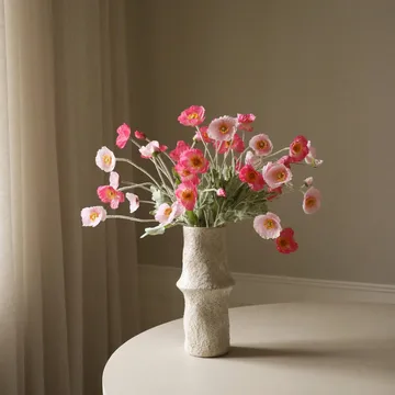 Vallmo kunstig bukett - Pink Pursuit, lys rosa-rosa, 10 stk - Botané