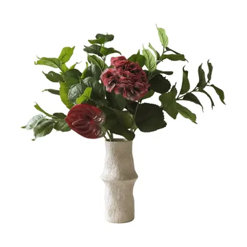 Velvet rouge kunstig bukett - Hortensia-rød anthurium 6 stk - Botané